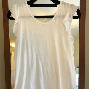 Anthro Brands white ruffle sleeve tee